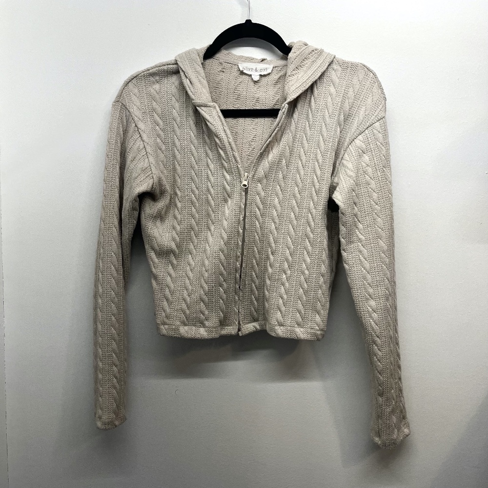 Olive & Oak Khaki Crop Hoodie Size XS - Picture 1 of 3